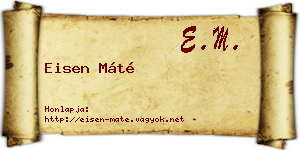 Eisen Máté névjegykártya